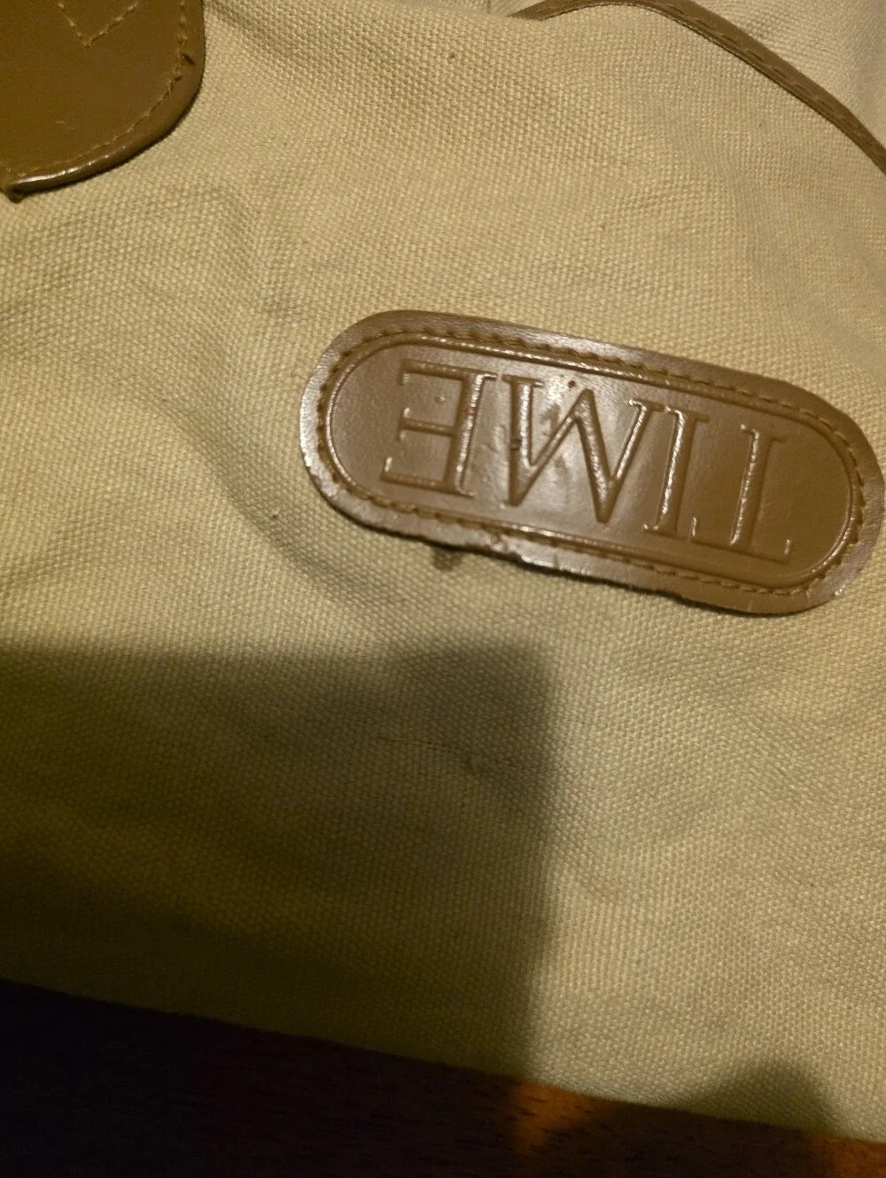 Times Magazine Canvas Messenger Bag with Brown Trim, Leather And Canvas